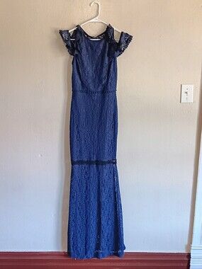 NWT Symphony Purple Lace Maxi Dress W/ Cold Shoulder Size Small, Whimsigoth Gown